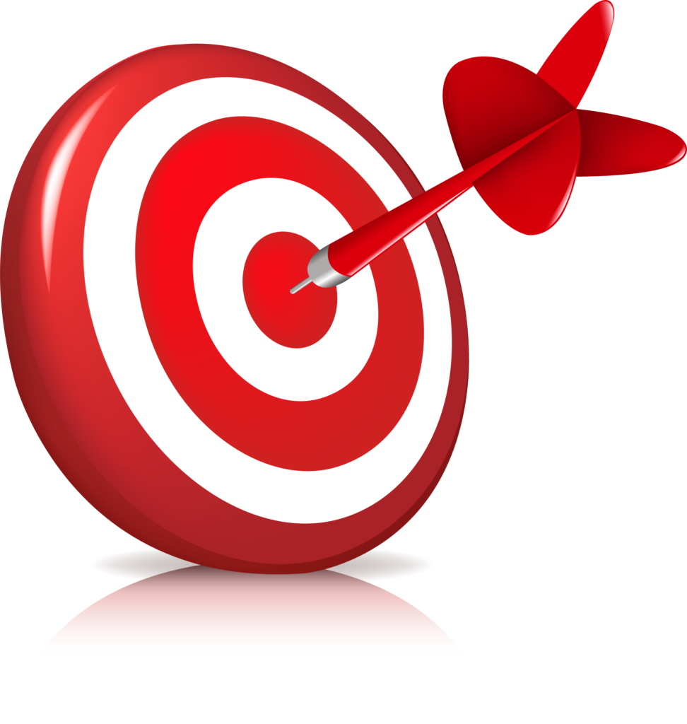 Image d'une cible avec une flèche au centre, représentant le concept de viser et d'atteindre des objectifs.